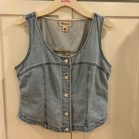 Madewell denim vest Fitzgerald wash size 8 - Picture 2 of 7